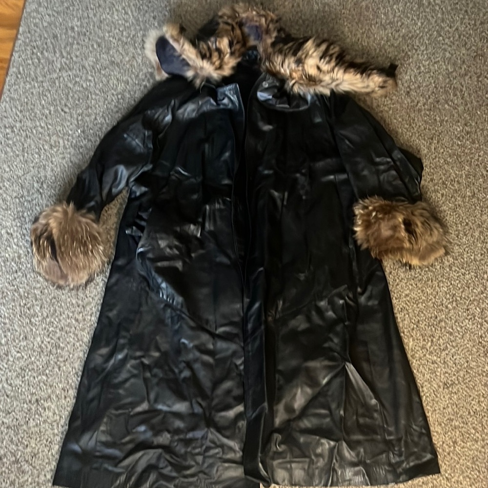 Vintage leather and fur jacket